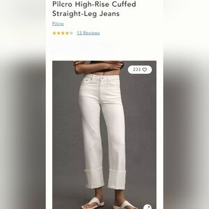 Anthroplogie Pilcro High-Rise Cuffed Jeans - White